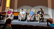Panel discussion on Multilingual Development in WordPress at WordCamp Canada, July 12, 2024. From left to right: Stéphane Boisvert, Patrick Oancia, Ksenia Shcherbakova, Trevor Mills.