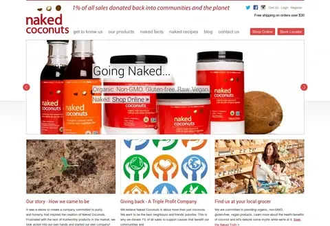Naked Coconuts website home page